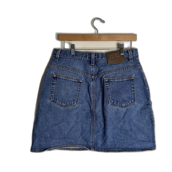Calvin Klein Skirt Womens 11 Denim Button Front High Waist Mini y2k Style retro - Picture 8 of 10